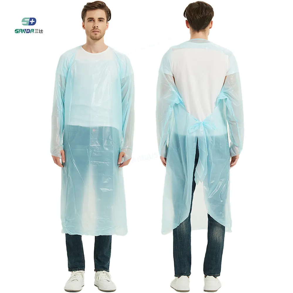 Yellow CPE Reinforced Non Woven Fabric Customized Disposable Medical Protective Isolation Surgical Gown