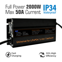Chargeur rapide 12V 24V 36V 48V 60V 72V 2000W 25A 30A 35A 40A 50A Max de qualité industrielle pour véhicules électriques, chariots élévateurs, LiFePO4