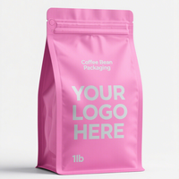 Sachet refermable personnalisé pour café, à fond plat, réutilisable, anti-odeur et étanche
