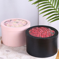 Boîte-cadeau ronde haut de gamme boîte de carton de fleur rose personnalisée emballage fête des mères 2025 boîte à fleurs pour mariage avec couvercles en pvc transparent