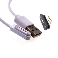 Pogo-fuente de alimentación de 4 pines, Conector de Cable de carga magnético USB, fuente de alimentación de 2,50mm