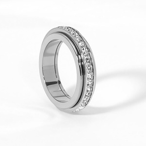 Anelli di Moda in Acciaio Inossidabile 316 con Diamanti Moissanite Ghiacciati Eterni per Donna e Uomo, Gioielli da Festa Placcati Oro con Zirconi, Vendita all'Ingrosso - Product Image 2