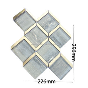 Mosaïque en verre et acier inoxydable <span class=keywords><strong>avec</strong></span> cadre doré pour la décoration murale et de sol, design moderne et luxueux - Product Image 2