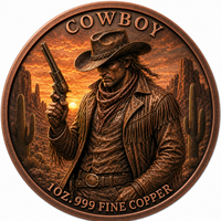 Pièce de collection commémorative en cuivre fin .999 de 1 oz, finition antique, motif revolver, pour décoration et cadeau