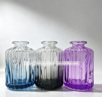 Flacon diffuseur d'arômes en verre blanc haute esthétique 150 ml, cylindrique côtelé, vide, pour huiles essentielles et sérum de soin de la peau