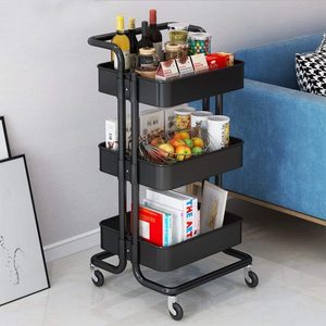 Chariot de rangement de chariot de ménage de haute qualité chariot en acier au carbone support organisateur à 3 niveaux avec roues - Product Image 3