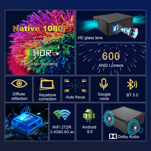 Proyectores XNANO de Fábrica X7 GTV, Resolución Digital Full HD Nativa de 1080p, Proyector de Cine en <span class=keywords><strong>Casa</strong></span> 4k, Proyector Portátil para Teléfono Android - Product Image 5