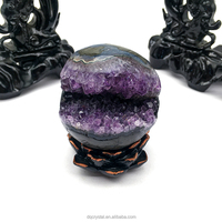 En gros Naturel Améthyste Cristal Grappes Boule Cristaux De Guérison Druzy Géode Sphère pour La Décoration De La Maison