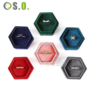 Luxury Hexagon Velvet <b>Ring</b> <b>Box</b> Custom Logo Premium Jewelry Gift <b>Box</b> for Engagement Durable Portable Jewelry Storage Display Case - Product Image 5