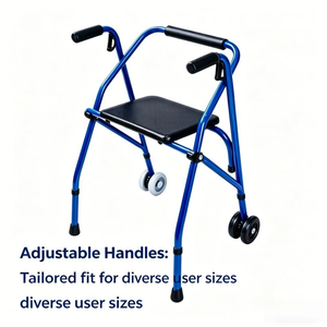 Déambulateur léger en aluminium à <span class=keywords><strong>deux</strong></span> <span class=keywords><strong>roues</strong></span>, amovible, capacité 100 kg, frein à disque, thérapie de réadaptation - Product Image 2