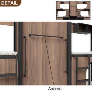 Ensemble de lits superposés personnalisés modernes durables en métal acier bois noir de taille double comprenant une échelle de rangement pour adultes et jeunes - Product Image 5