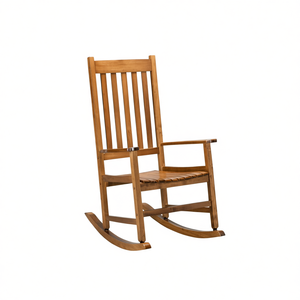 Fauteuil à bascule traditionnel en bois massif 68,5x86x115cm, chaise de jardin intérieure/extérieure, mobilier confortable - Product Image 1