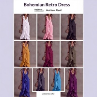 Robe longue de printemps décontractée bohème urbaine à col en V sans manches et à volants, collection transfrontalière Europe-Amérique 2026
