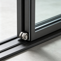 Porte coulissante en aluminium à rupture de pont thermique, cadre fin, double vitrage, verre à l'argon, design minimaliste, norme CE
