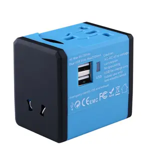 Adaptador de viaje universal para viaje, adaptador de enchufe de viaje para EE. UU., UE, Reino Unido, Tailandia, 2 USB dual