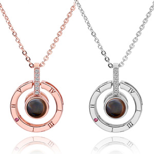 Collana con Ciondolo a Cuore in Acciaio Inossidabile con Proiezione, per Coppie, Personalizzabile con Immagine/Texture, Gioielli Placcati Oro - Product Image 3