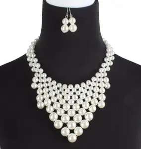 T9580 Wholesale Pearls jewelry set Indian Style jewelry pearls necklace and earring set