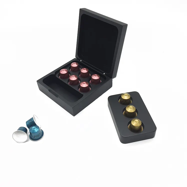 Custom 6 + 3 Coffee Capsule Solid Wood Gift Boxes Packaging Nespresso Capsule Storage Wooden Box