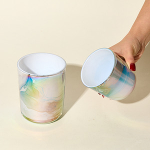 Sang trọng rỗng đầy màu sắc Hào Quang tàu lọ thủy tinh phun ánh kim nến chủ sở hữu đèn Lồng Nến Lọ - Product Image 5