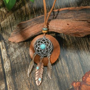 Colgante Boho de Aleación Atrapasueños con Piedra Turquesa y Pluma para Joyería de Moda Unisex - Product Image 2