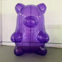 Ours gonflable transparent géant personnalisé en PVC transparent, adorable poupée décorative en forme de ourson gélifié violet pour la décoration