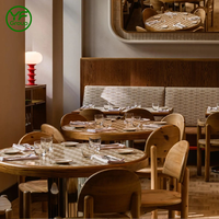 Meubles de restaurant sur mesure, table en pierre frittée à motif personnalisé et chaise en bois, banquette pour café, hôtel