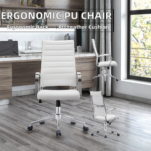 Ergonomic <b>High</b> <b>Back</b> PU Leather Lift <b>Chair</b> with Height Adjustable Swivel Comfort Cushion Modern Design Outdoor Metal Base - Product Image 2