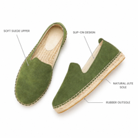 Prix de gros Chaussures décontractées personnalisées Mocassins à enfiler Espadrilles en daim de vache avec bordure en jute
