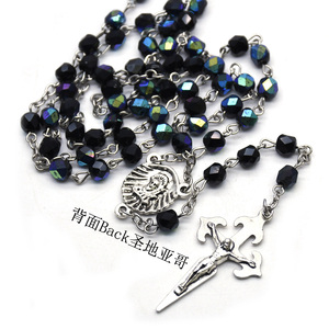 <span class=keywords><strong>Rosario</strong></span> Santiago Fatto a Mano con Perle di Cristallo, <span class=keywords><strong>Collana</strong></span> con Croce e Maria per Chiesa, Cattolicesimo, Regalo Cristiano, Vendita all'Ingrosso - Product Image 3
