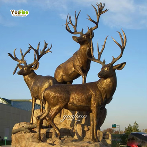 <span class=keywords><strong>Statue</strong></span> de cerf en cuivre grandeur nature, fonte de bronze, décoration de jardin - Product Image 1