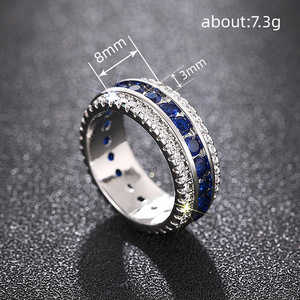 T0789 Anello Eternity da Donna in Oro Massiccio 18K con Zaffiri, Taglio Brillante Rotondo, Incastonatura a Canale, Gioiello Raffinato per Matrimonio - Product Image 4