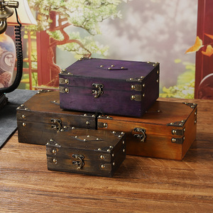 Wooden <b>Storage</b> <b>Box</b> With Lid Flip Opening Solid Color Decorative Organizer For Desktop Cosmetics Stationery Miscellaneous Items - Product Image 2