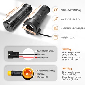 Acelerador de Puño Completo para Bicicleta Eléctrica WUXING 192X de 3 Pines 12V-72V para Manillar Derecho con Conector SM Impermeable para Escúter Eléctrico - Product Image 2