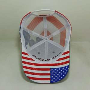 OEM American Flag 112 Trucker <b>Hat</b> Printed Mesh Snapback Cotton SWEATBAND Six Panel Printed Mesh-Back USA Baseball <b>Hat</b> - Product Image 3