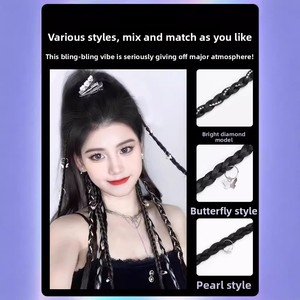 Accesorios para el cabello de mujer: Cola de caballo trenzada larga con anillo, de <span class=keywords><strong>material</strong></span> de alambre resistente al calor y colorido. - Product Image 5
