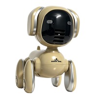Mini ventilateur de bureau en plastique, forme de chien robot mignon, 3 vitesses, moteur en cuivre, rechargeable par USB, lumière colorée à un clic, portable, cadeau pour enfants