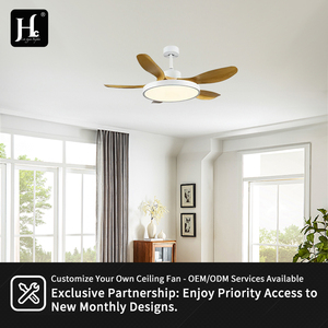 Plafonnier LED moderne à intensité variable, ventilateur de plafond Wifi 5 pales avec lampe pour salon - Product Image 5