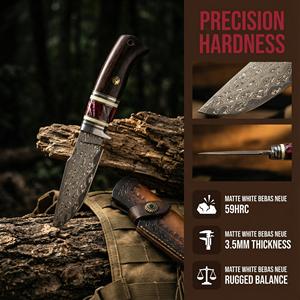 Cuchillo de caza Sintop AB-005 Damascus VG10 OEM personalizado con mango de molares de mamut, hoja recta, punta de gota de agua, cuchillo para exteriores. - Product Image 5