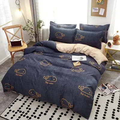 Ensemble de literie King Size en coton égyptien, couleur bleu foncé pour draps de lit domestiques