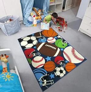 <span class=keywords><strong>Tapis</strong></span> <span class=keywords><strong>de</strong></span> sport en polyester bleu amusant <span class=keywords><strong>pour</strong></span> garçons et filles, enfants, imprimé ballon <span class=keywords><strong>de</strong></span> football/basket-ball/football/tennis, réversible, antidérapant, fabriqué à la machine, <span class=keywords><strong>pour</strong></span> la maison - Product Image 6