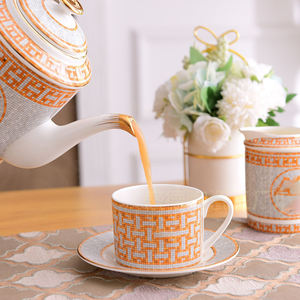 Nouvelle conception, 15 pièces, décorations de maison de luxe royales nordiques, service à café et à thé en porcelaine pour 6 personnes - Product Image 4