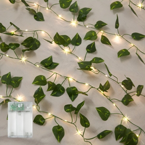 <span class=keywords><strong>Guirlande</strong></span> <span class=keywords><strong>lumineuse</strong></span> artificielle TSINYE, feuilles vertes, blanc chaud, fonctionne sur piles, avec minuterie, flexible, pour <span class=keywords><strong>chambre</strong></span> à coucher, mariage, décoration cottagecore - Product Image 6