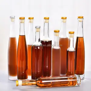 Manufacturers Hot Sale 200ml 375ml 500ml 750ml Glass Liqueur Wine Decanter Liquor Glass Bottle with Cork