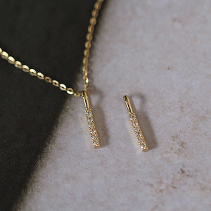 Charmes en or jaune massif 9 carats 9K AU375 en forme de barre avec zircone cubique, or antique pour bijoux permanents, collier, bracelet - Product Image 3