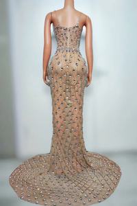 A8621 Fabricação de roupas personalizadas para mulheres, vestido de baile de formatura de casamento, vestido maxi com strass e contas de luxo - Product Image 5