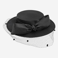 Sombreros de moda al por mayor para mujer: Sombrero cloche retro blanco floral para mujer, fascinador con lazo grande y velo de malla