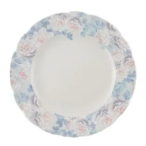 Dinnerware 12 Inch Ceramic Charger Plates Wedding Floral Round Charger Plates With Lace Porcelain Tray