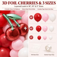Dekorasi Pesta Ulang Tahun Baby Shower Balon Foil Cherry Lengkungan Balon Latex Set Garland Balon Latex Pink Merah Putih