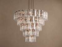 Lustre en verre pour salon, restaurant, grand lustre rond à plusieurs niveaux, lustres en verre de luxe, duplex, longue escalier, villa
