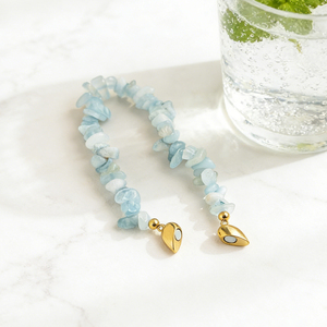 Magnetic clasp Gemstone <b>Beaded</b> <b>Bracelets</b> Healing Crystal Natural Stone <b>Bracelet</b> with Gold Heart Charm Green Aventurine <b>Bracelets</b> - Product Image 2